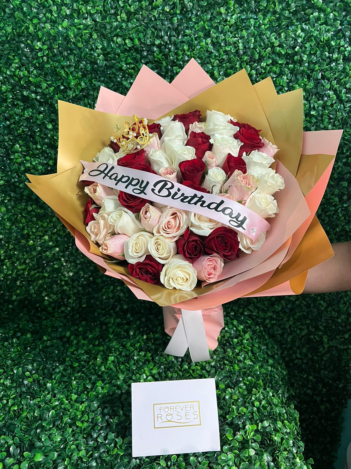 Birthday Wishes Tri-Color - forever roses store