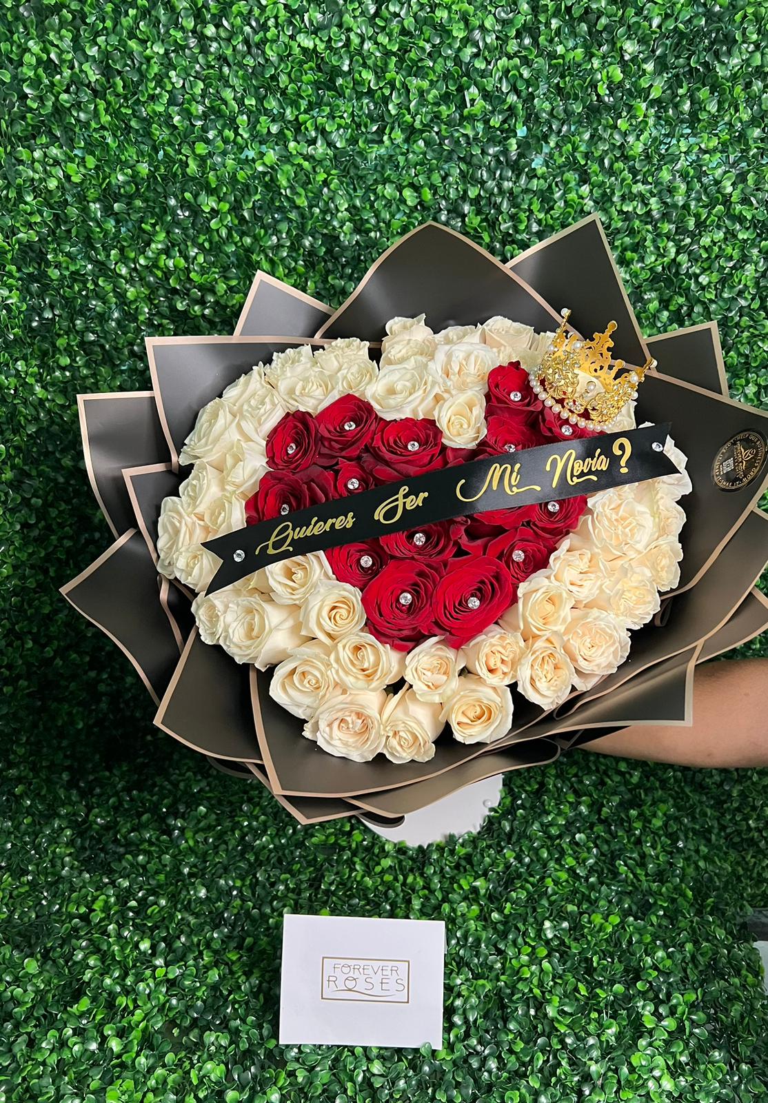 Heart Shape Bouquet - forever roses store