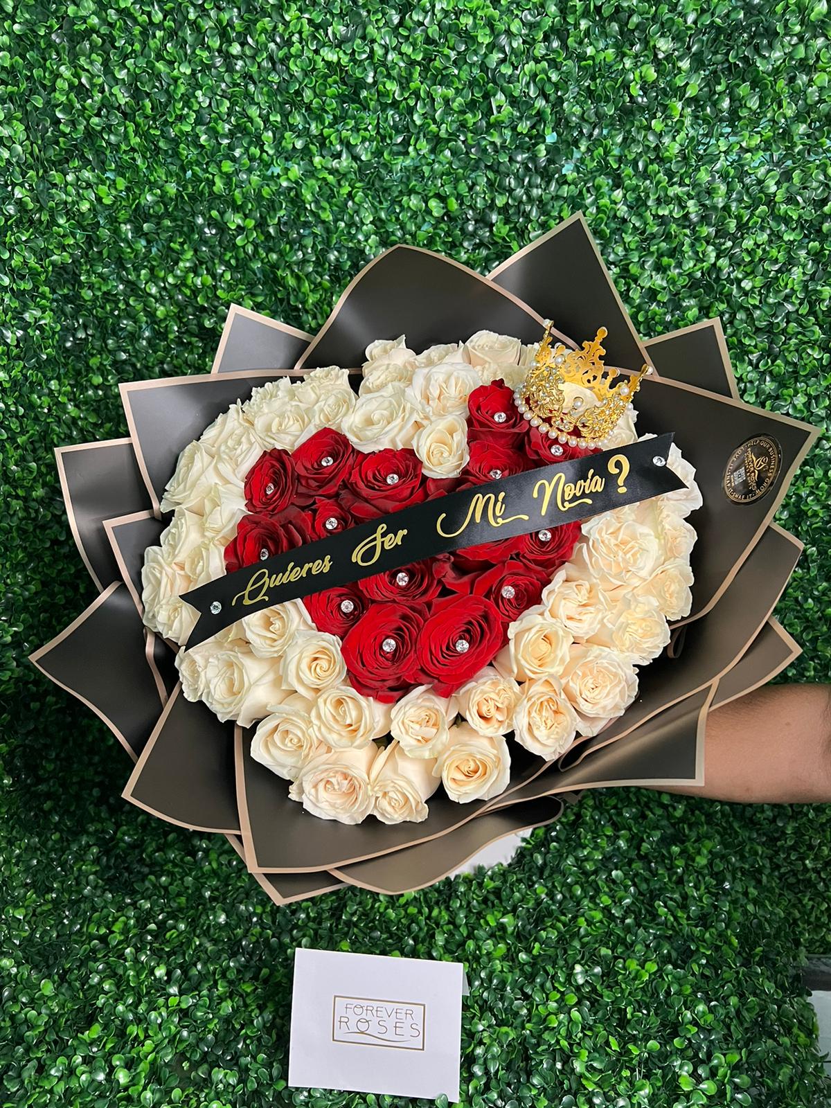 Heart Shape Bouquet - forever roses store