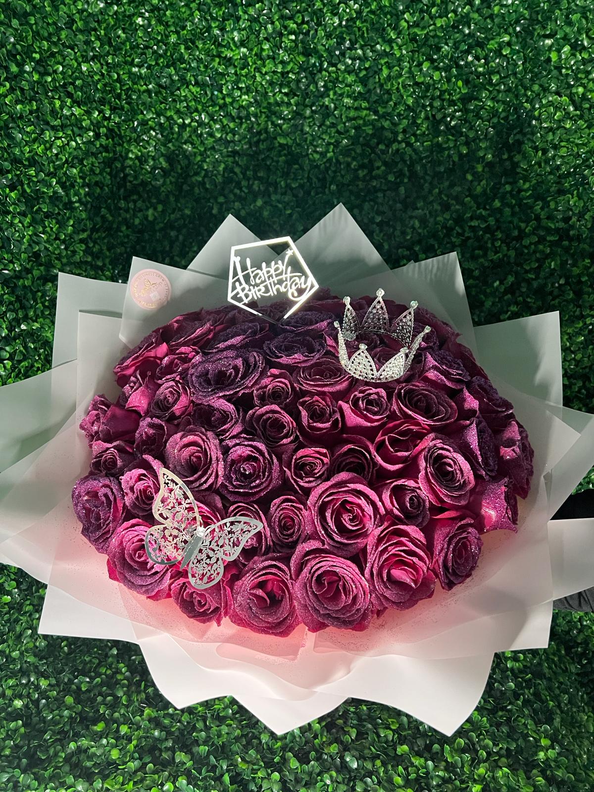 Sparkly Pink Floyd Bouquet - forever roses store