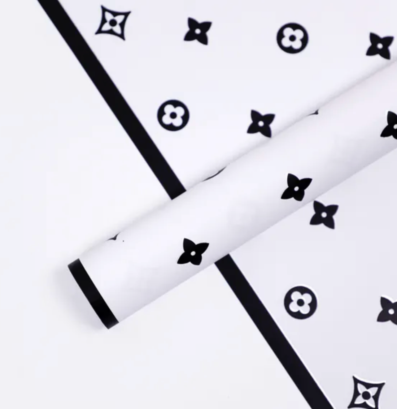 Bright Big Black Floral Wrapping Paper · Creative Fabrica