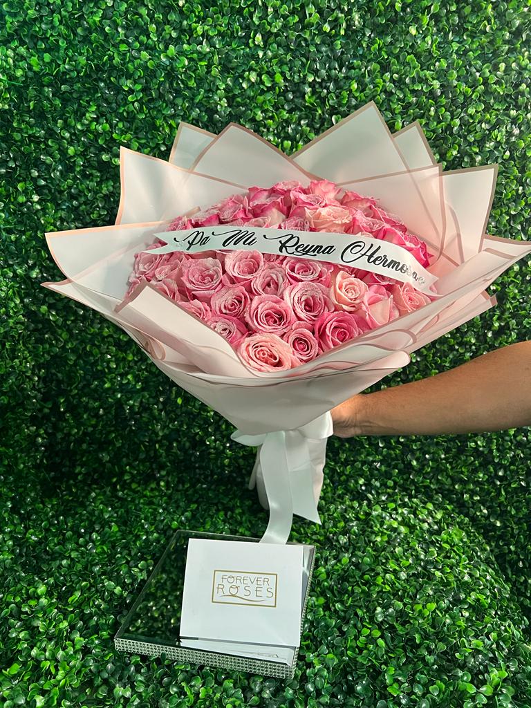 Pink Sparkles Bouquet - forever roses store 