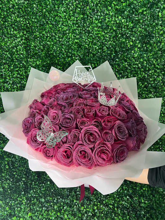 Sparkly Pink Floyd Bouquet - forever roses store 