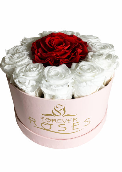 Grande Pink Round Box - 13 Preserved Roses - forever roses store 