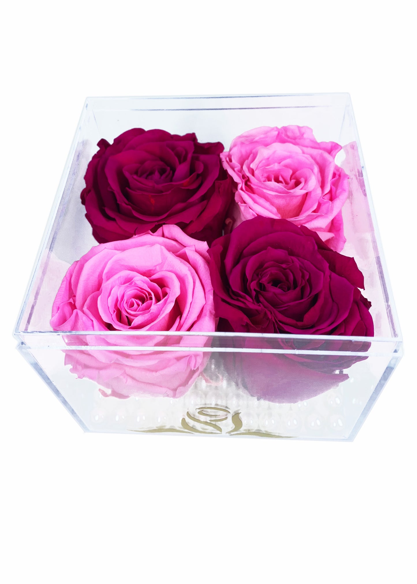 Grande Cube - Four Preserved Roses - forever roses store 