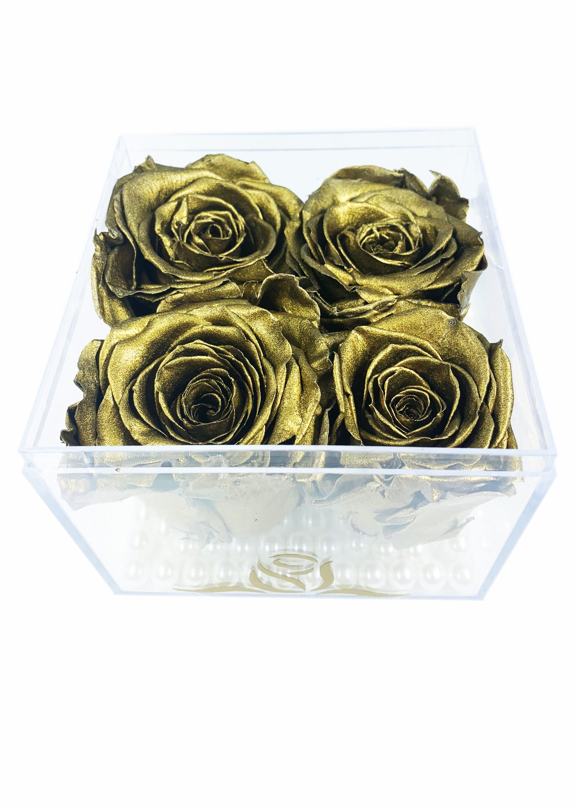 Grande Cube - Four Preserved Roses - forever roses store 